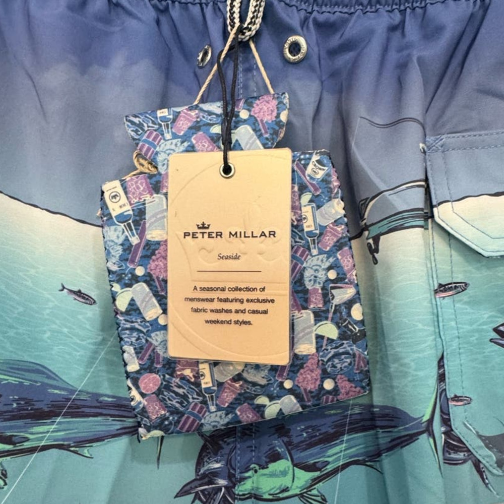 80. PETER MILLAR NWT $98 Men's Swim Trunks in Island color FREE KOOZE - Picture 7 of 8